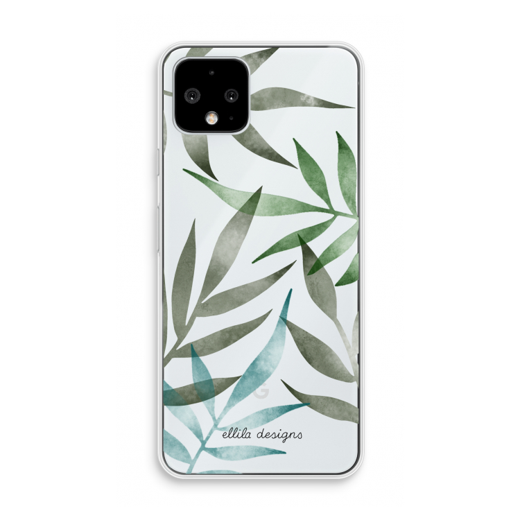Tropical watercolor leaves: Pixel 4 Transparant Hoesje