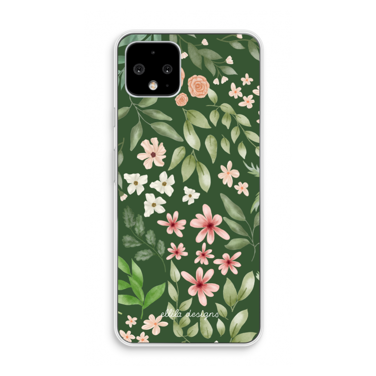 Botanical green sweet flower heaven: Pixel 4 Transparant Hoesje