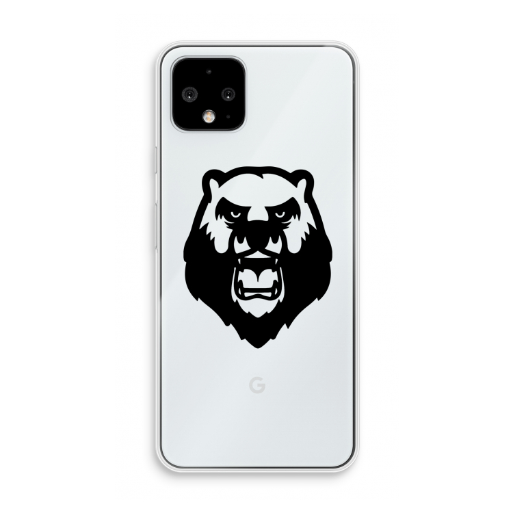 Angry Bear (black): Pixel 4 Transparant Hoesje