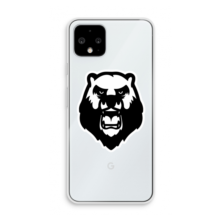 Angry Bear (white): Pixel 4 Transparant Hoesje