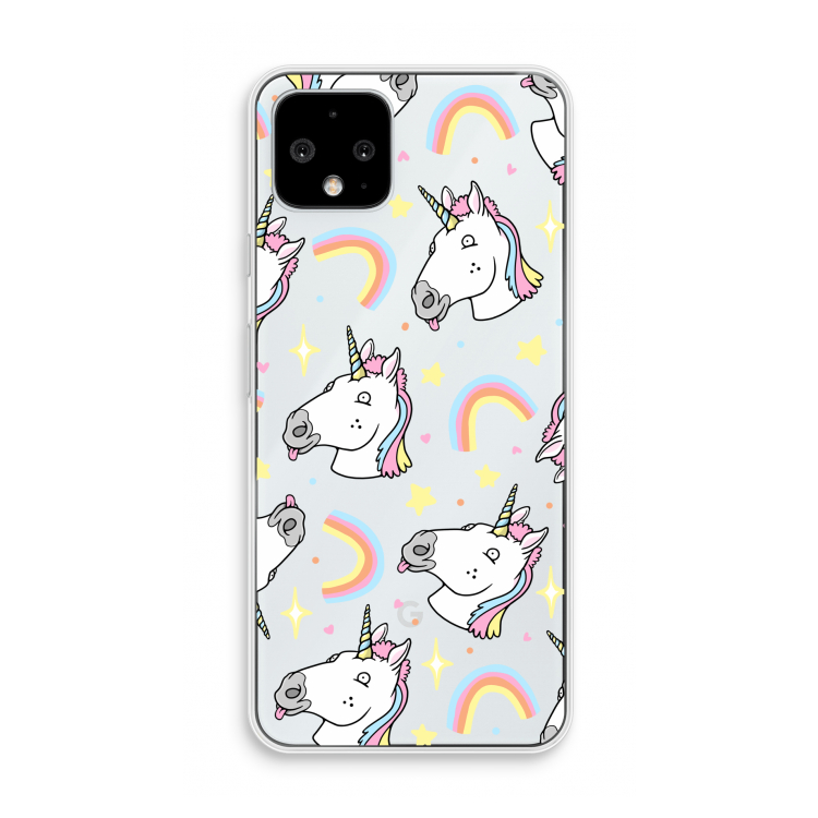 Rainbow Unicorn: Pixel 4 Transparant Hoesje