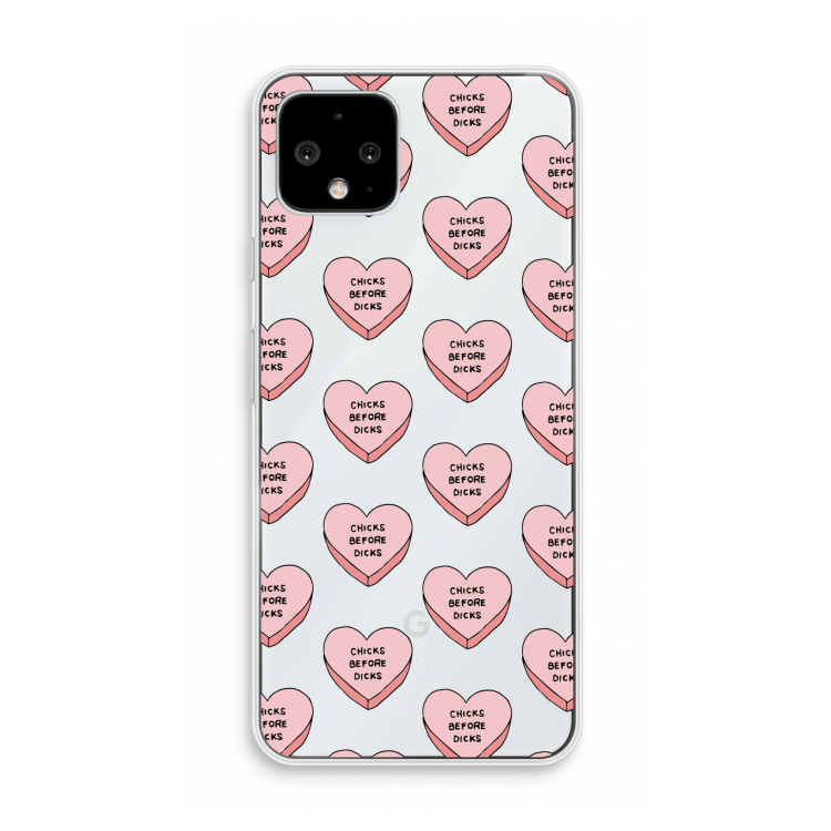 Chicks before dicks: Pixel 4 Transparant Hoesje