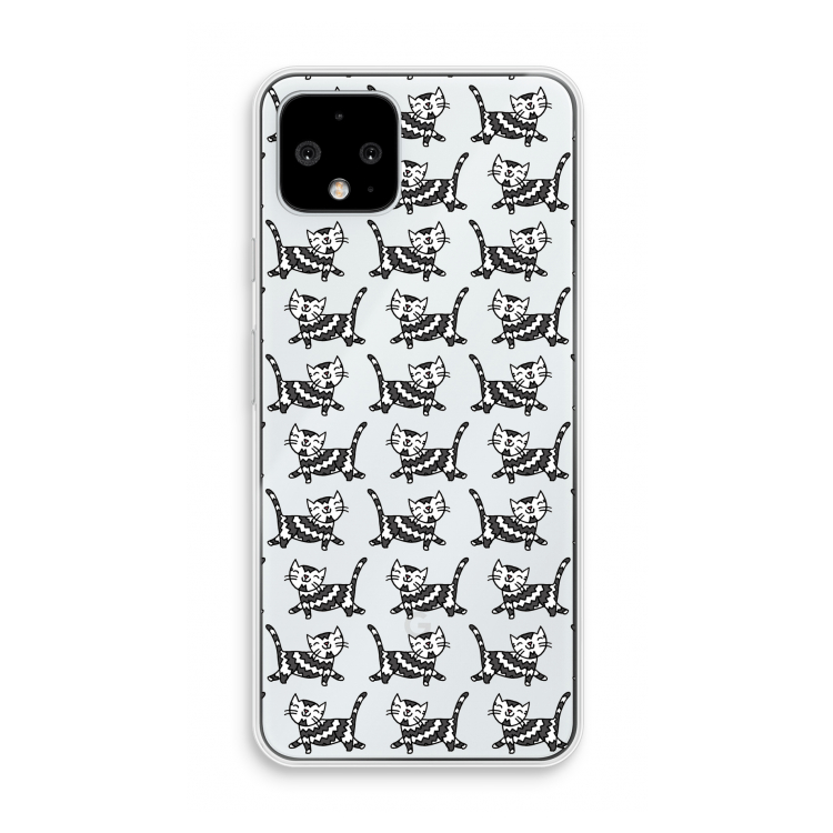 Zwarte poes: Pixel 4 Transparant Hoesje