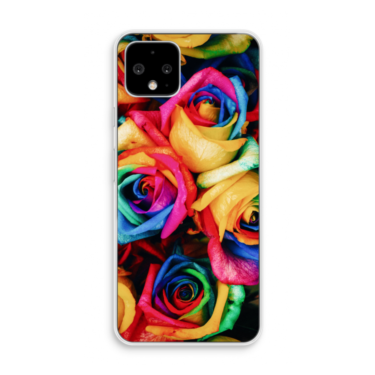 Neon bloemen: Pixel 4 Transparant Hoesje