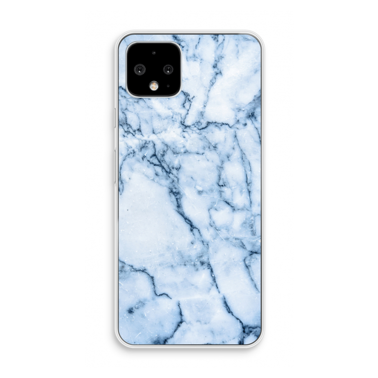 Blauw marmer: Pixel 4 Transparant Hoesje