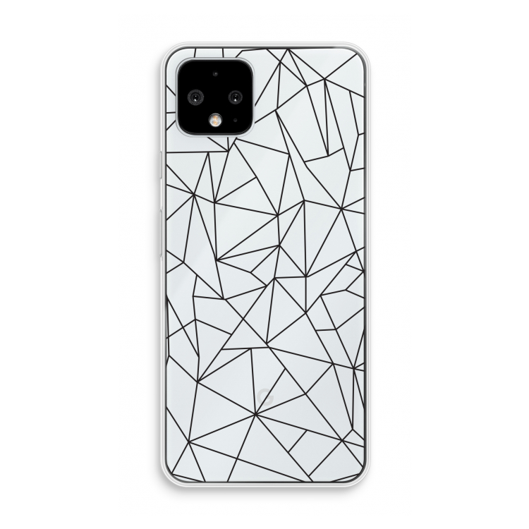 Geometrische lijnen zwart: Pixel 4 Transparant Hoesje