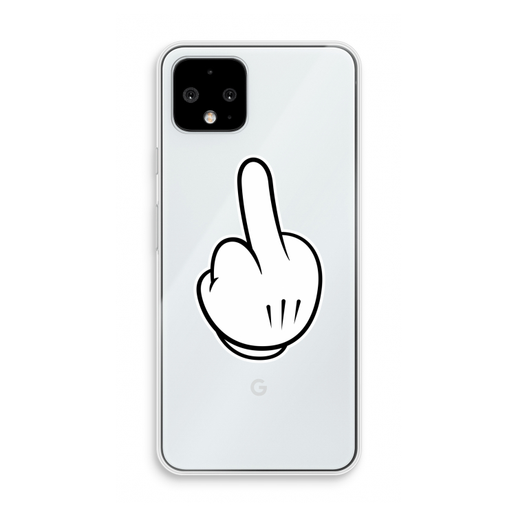 Middle finger black: Pixel 4 Transparant Hoesje