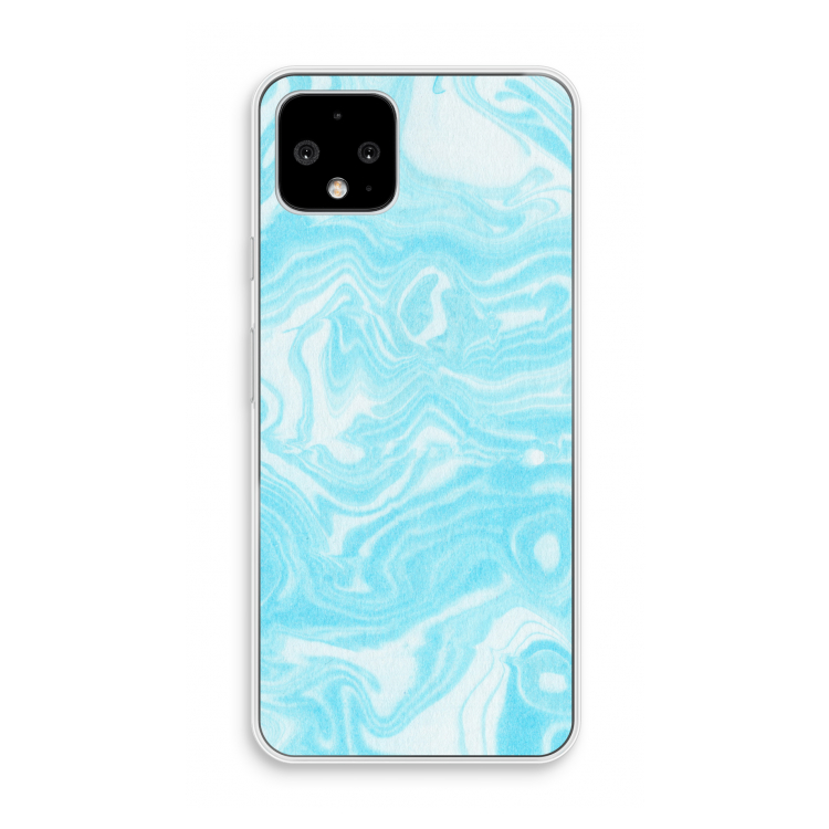 Waterverf blauw: Pixel 4 Transparant Hoesje
