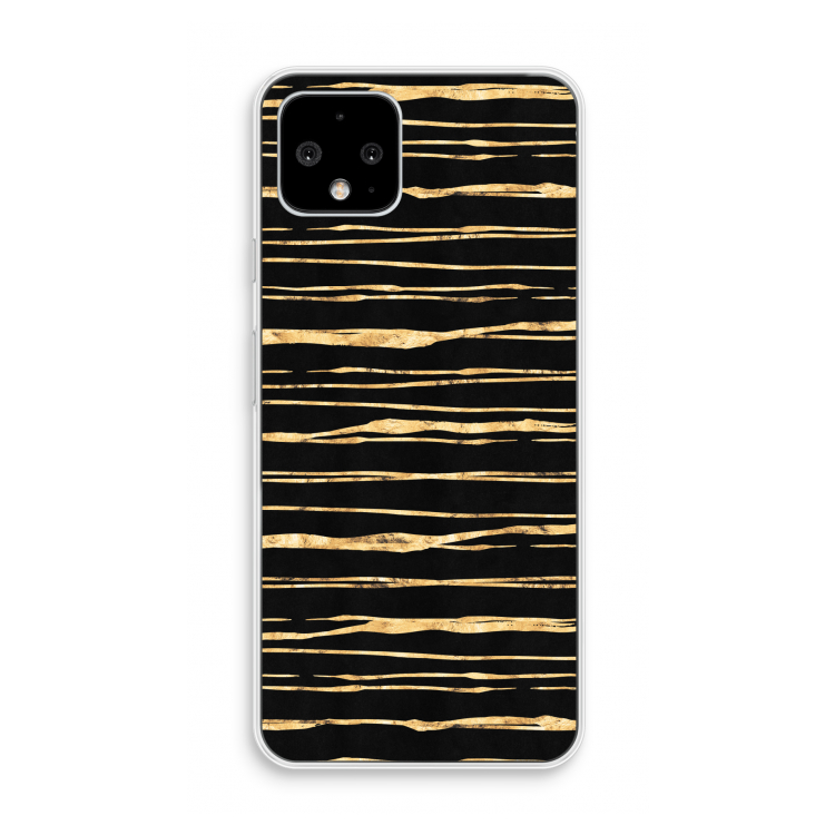 Gouden strepen: Pixel 4 Transparant Hoesje