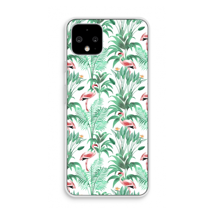 Flamingo bladeren: Pixel 4 Transparant Hoesje