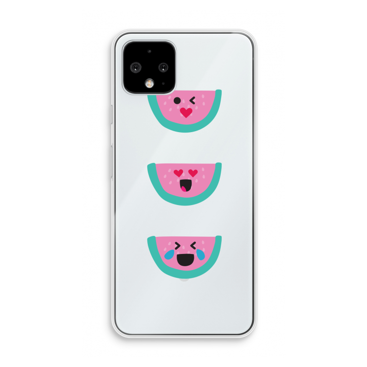 Smiley watermeloen: Pixel 4 Transparant Hoesje