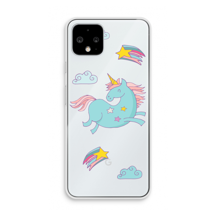 Vliegende eenhoorn: Pixel 4 Transparant Hoesje