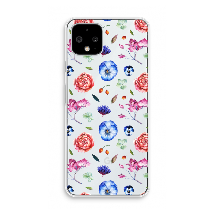 Bloemetjes: Pixel 4 Transparant Hoesje