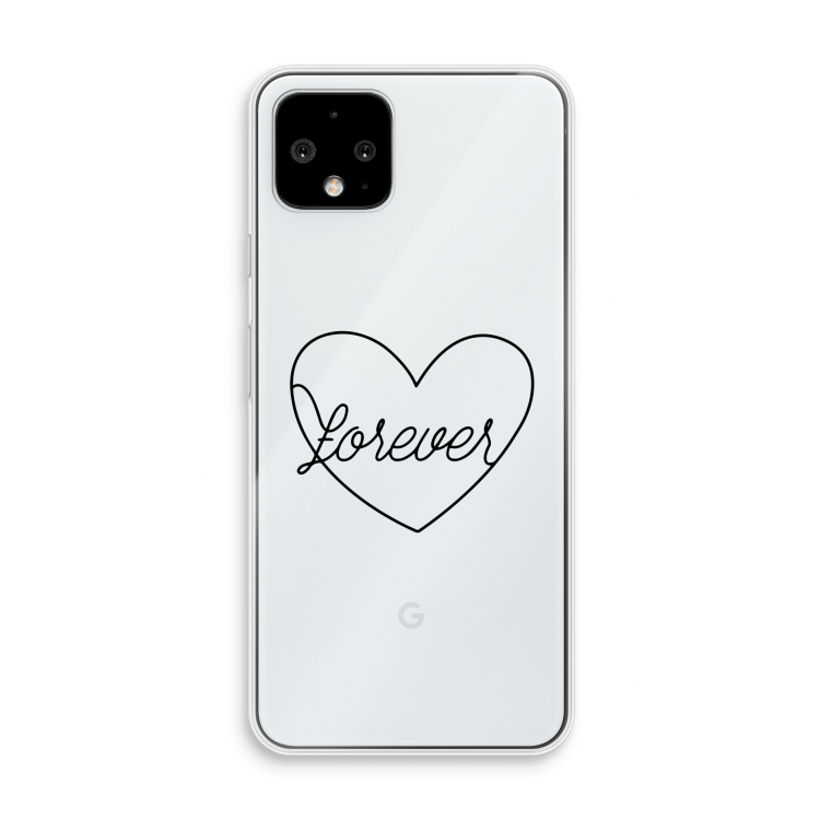 Forever heart black: Pixel 4 Transparant Hoesje