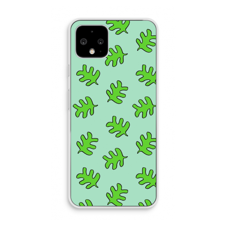 Groene blaadjes: Pixel 4 Transparant Hoesje