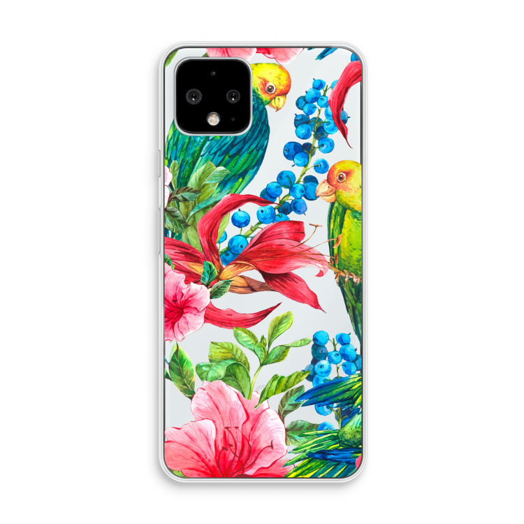 Papegaaien: Pixel 4 Transparant Hoesje