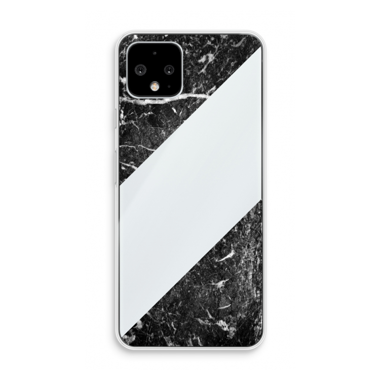 Zwart marmer: Pixel 4 Transparant Hoesje