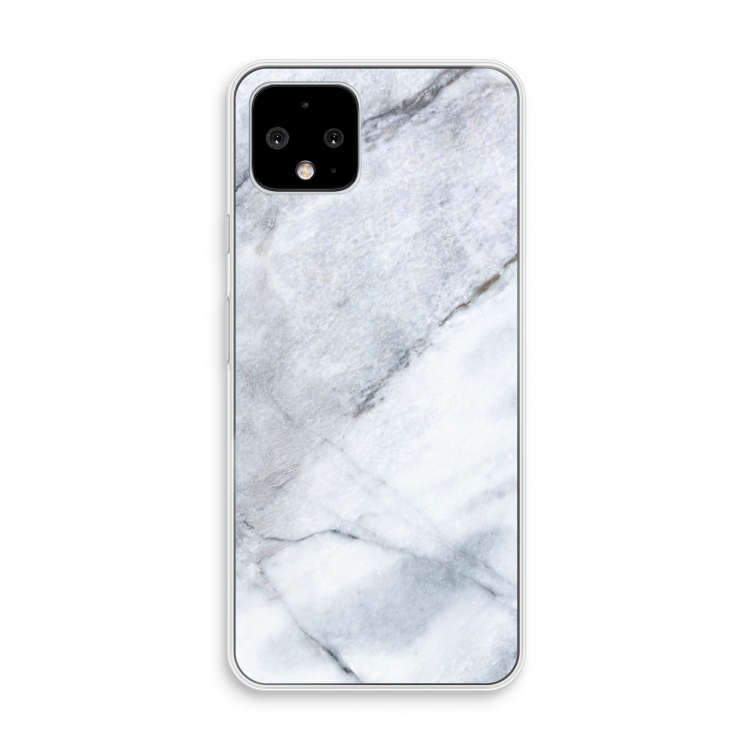 Witte marmer: Pixel 4 Transparant Hoesje