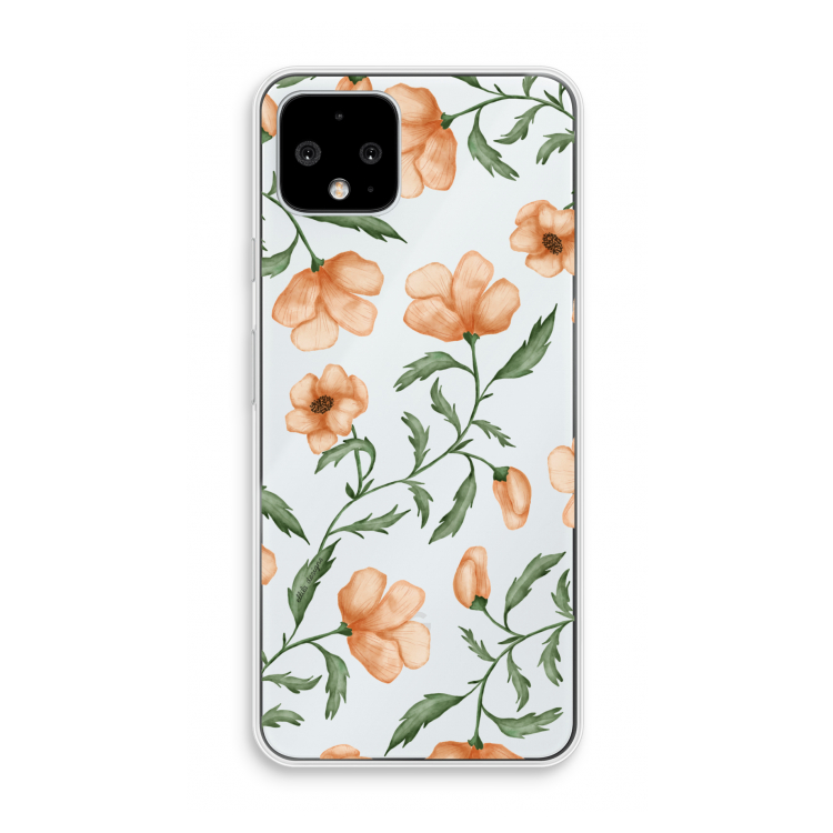 Peachy flowers: Pixel 4 Transparant Hoesje