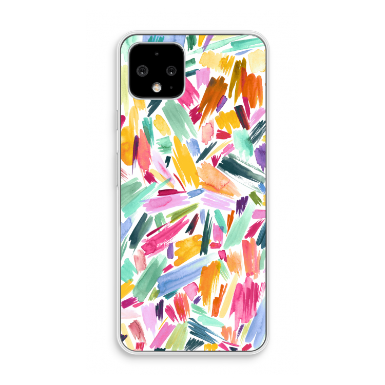 Watercolor Brushstrokes: Pixel 4 Transparant Hoesje