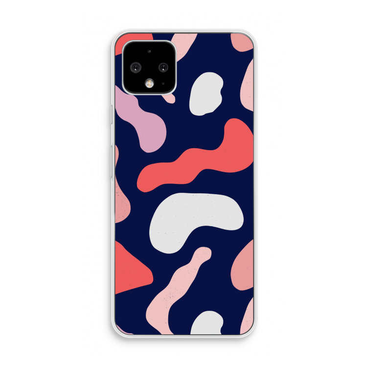 Memphis Shapes Pink: Pixel 4 Transparant Hoesje