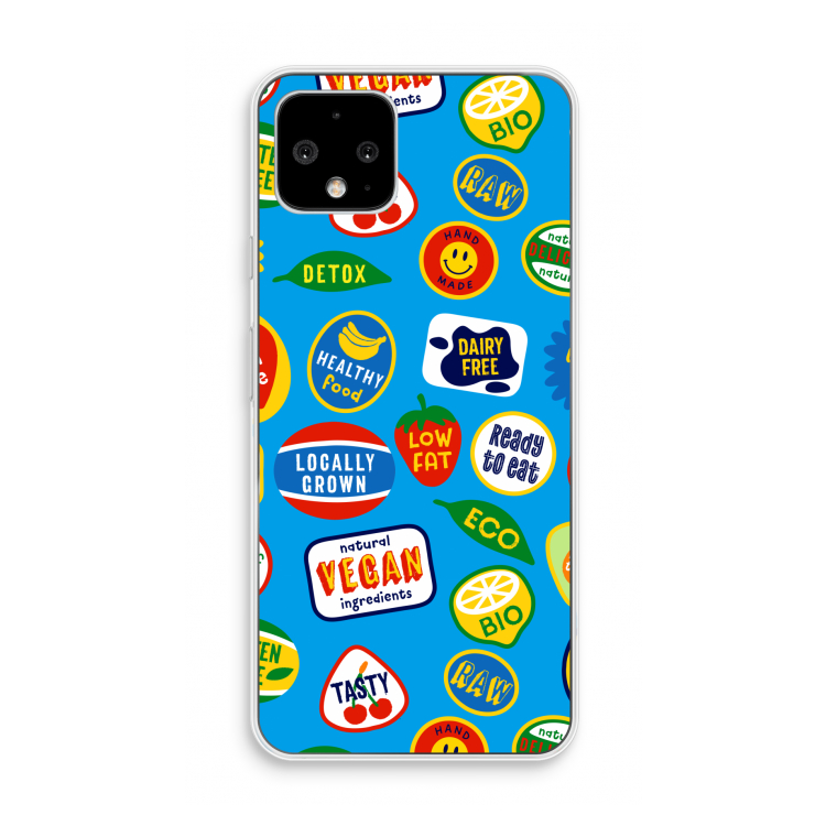 Fruitsticker: Pixel 4 Transparant Hoesje