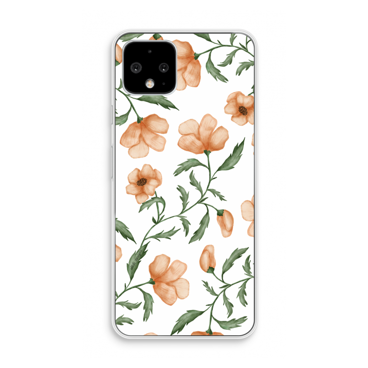Peachy flowers: Pixel 4 Transparant Hoesje