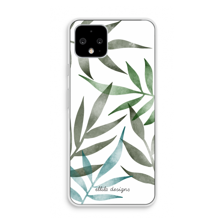 Tropical watercolor leaves: Pixel 4 Transparant Hoesje