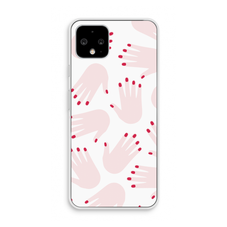 Hands pink: Pixel 4 Transparant Hoesje