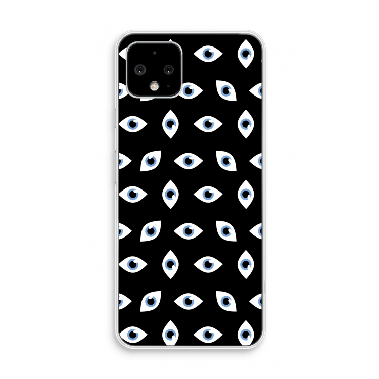 Eyes pattern: Pixel 4 Transparant Hoesje