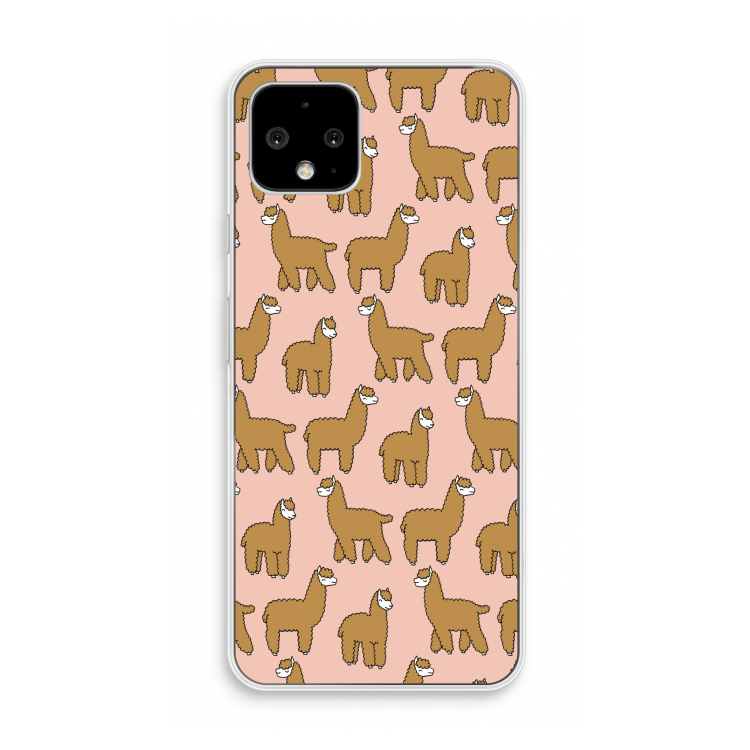 Alpacas: Pixel 4 Transparant Hoesje
