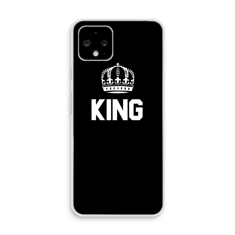 King zwart: Pixel 4 Transparant Hoesje
