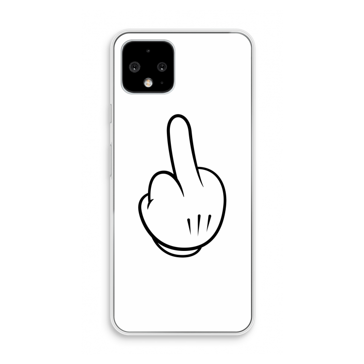 Middle finger white: Pixel 4 Transparant Hoesje