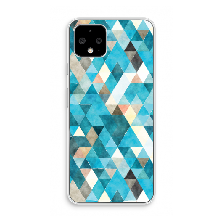 Gekleurde driehoekjes blauw: Pixel 4 Transparant Hoesje