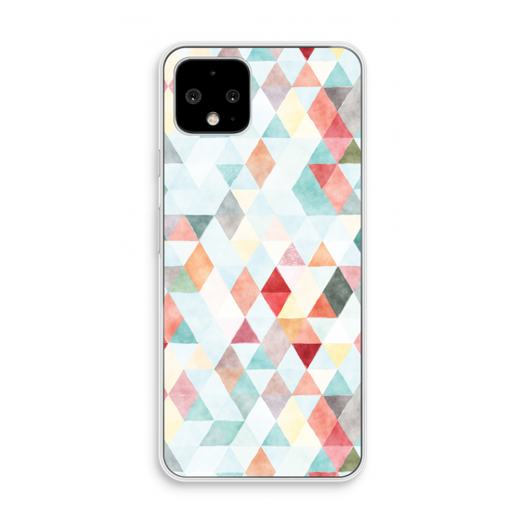 Gekleurde driehoekjes pastel: Pixel 4 Transparant Hoesje