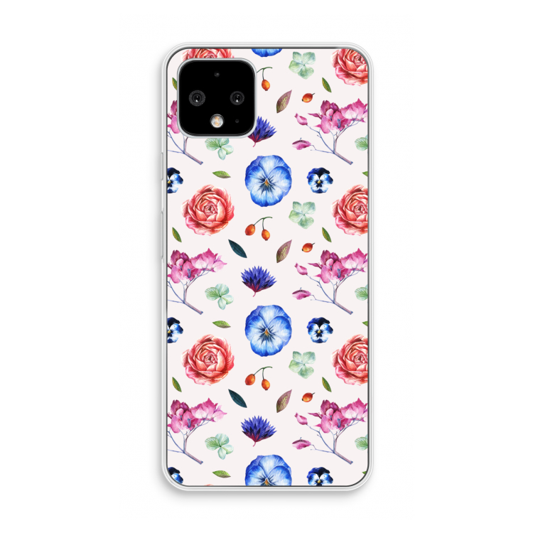Bloemetjes: Pixel 4 Transparant Hoesje