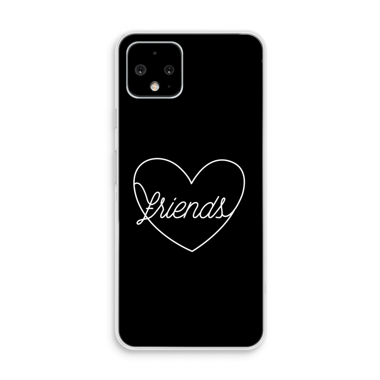 Friends heart black: Pixel 4 Transparant Hoesje