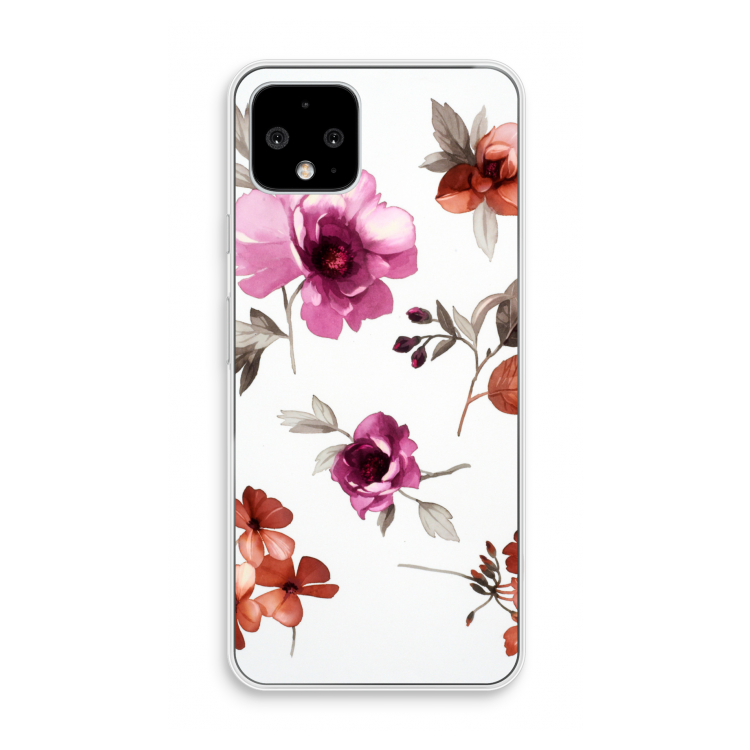 Geschilderde bloemen: Pixel 4 Transparant Hoesje