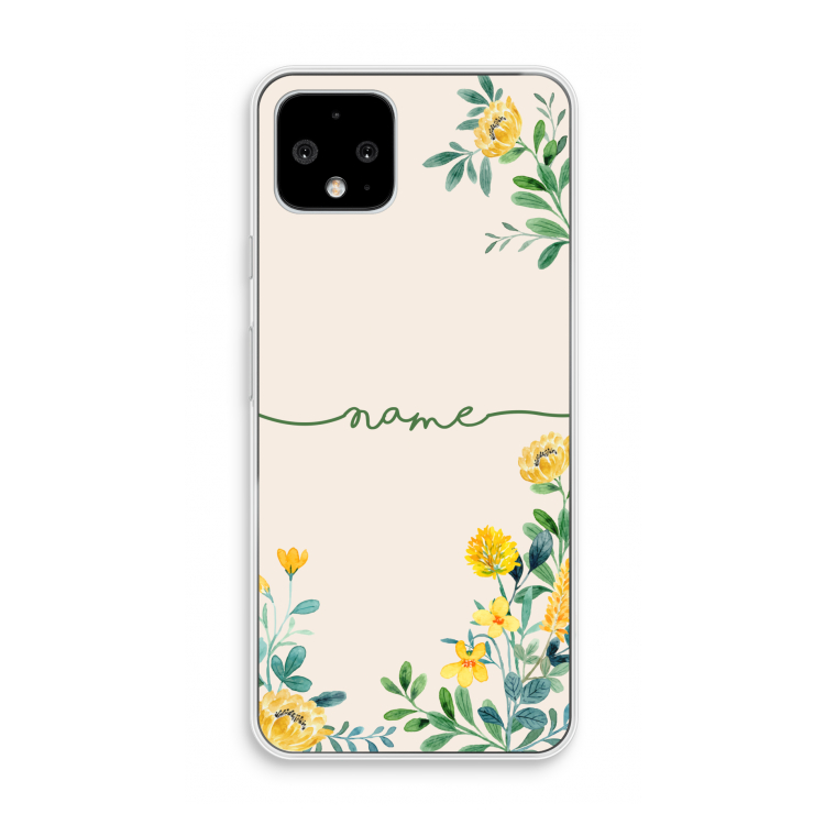 Gele bloemen: Pixel 4 Transparant Hoesje