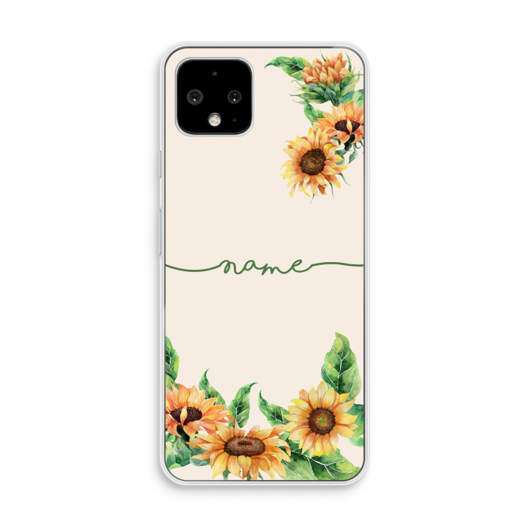 Zonnebloemen: Pixel 4 Transparant Hoesje