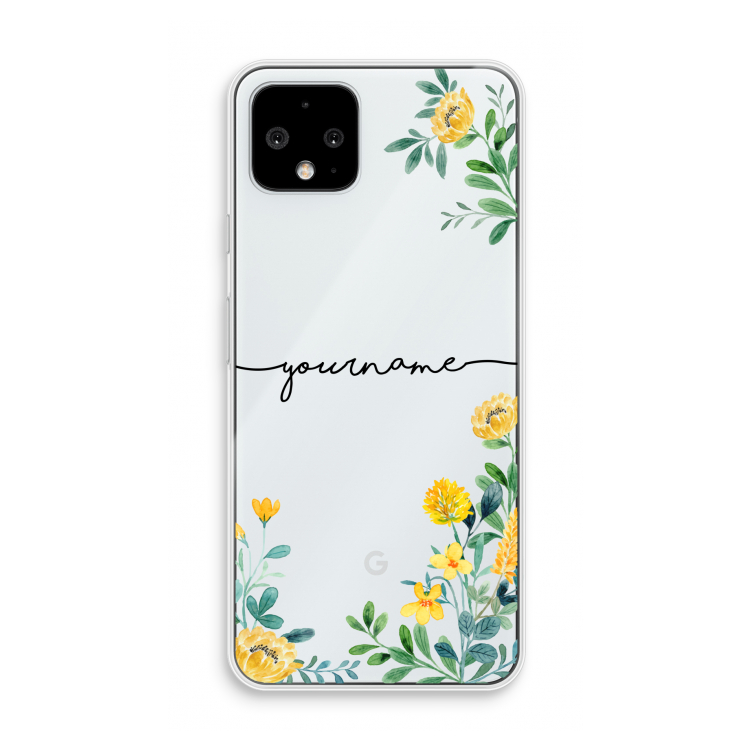 Gele bloemen: Pixel 4 Transparant Hoesje