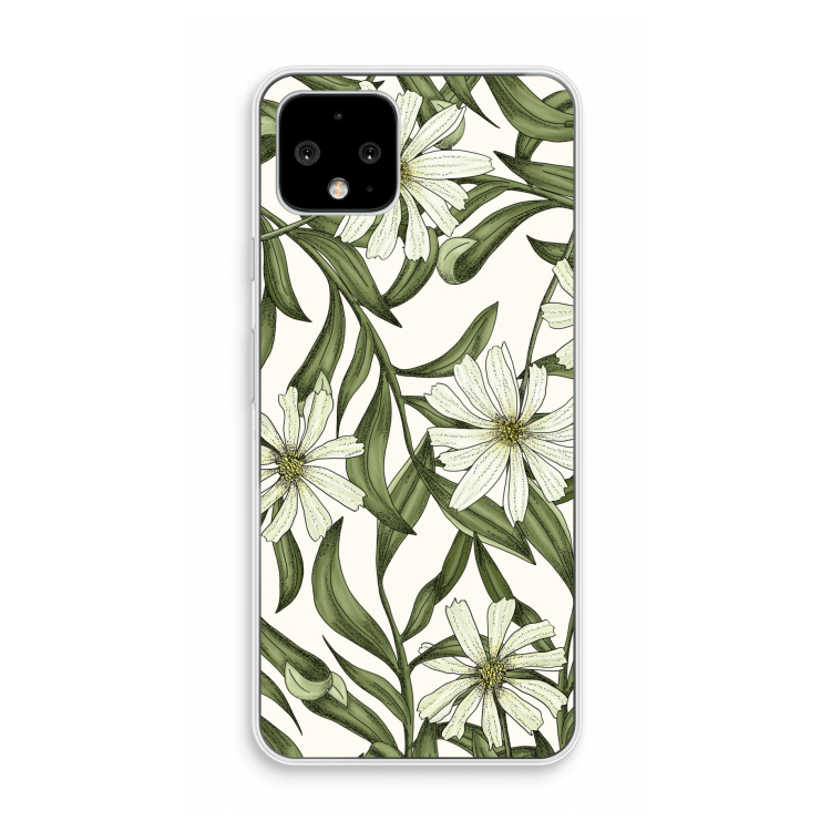 Wit bloemenpatroon: Pixel 4 Transparant Hoesje
