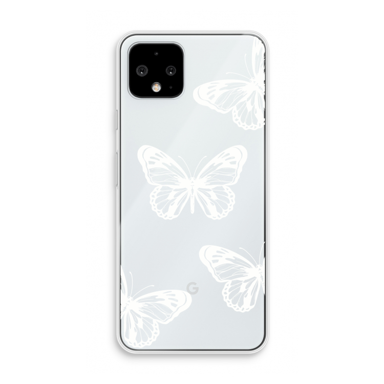 White butterfly: Pixel 4 Transparant Hoesje