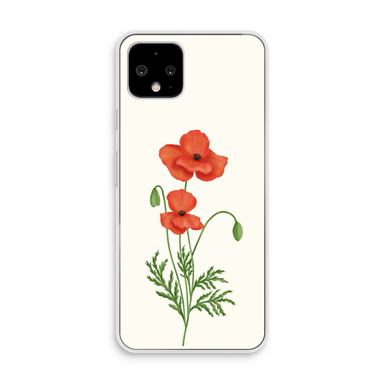 Red poppy: Pixel 4 Transparant Hoesje