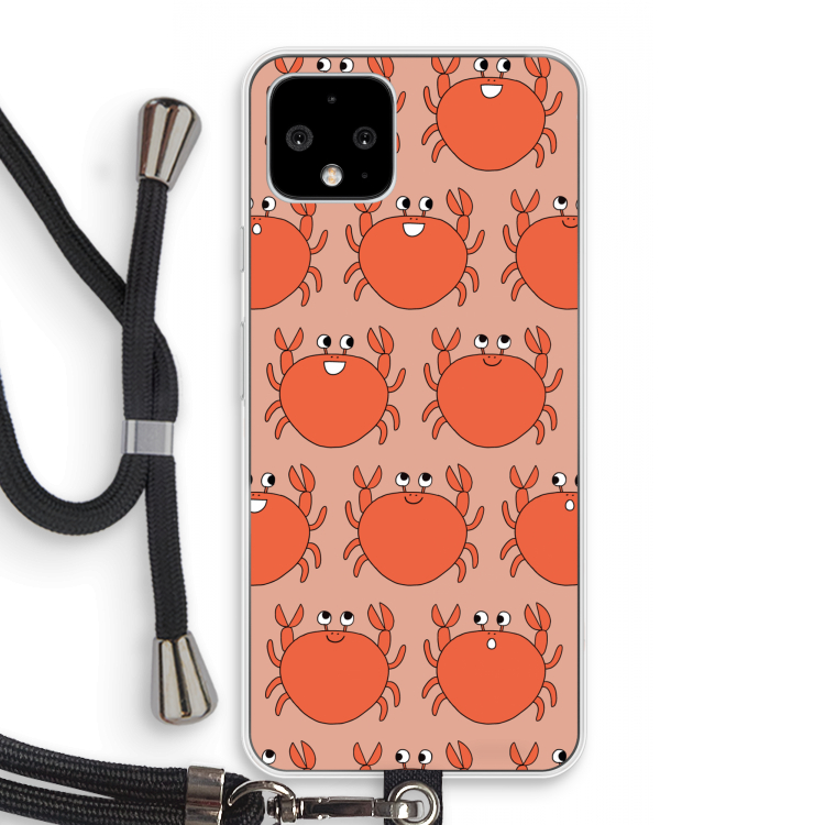 Krab: Pixel 4 Transparant Hoesje met koord