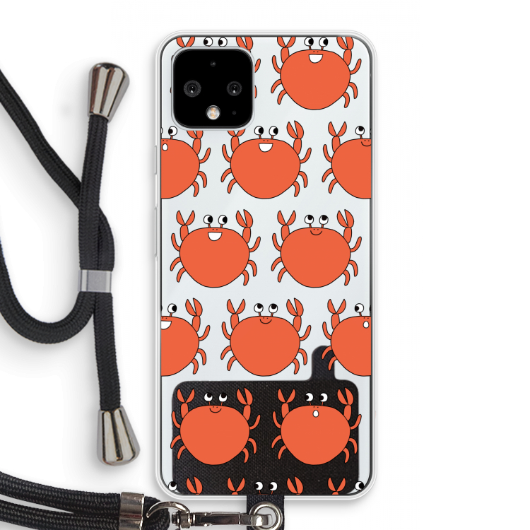 Krab: Pixel 4 Transparant Hoesje met koord