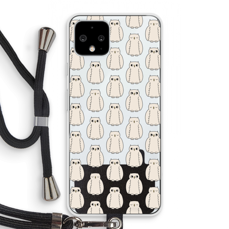 Uilen: Pixel 4 Transparant Hoesje met koord
