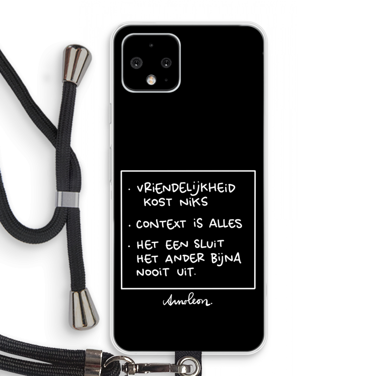 Mijn Motto's: Pixel 4 Transparant Hoesje met koord