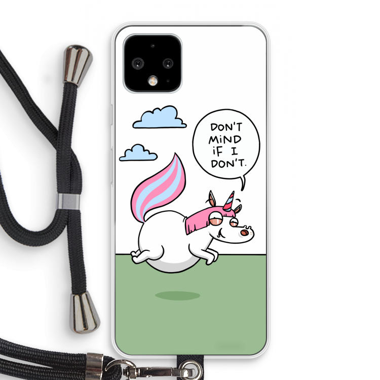 Unicorn: Pixel 4 Transparant Hoesje met koord