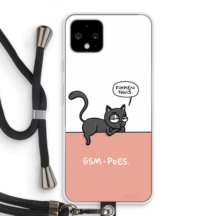 GSM poes: Pixel 4 Transparant Hoesje met koord
